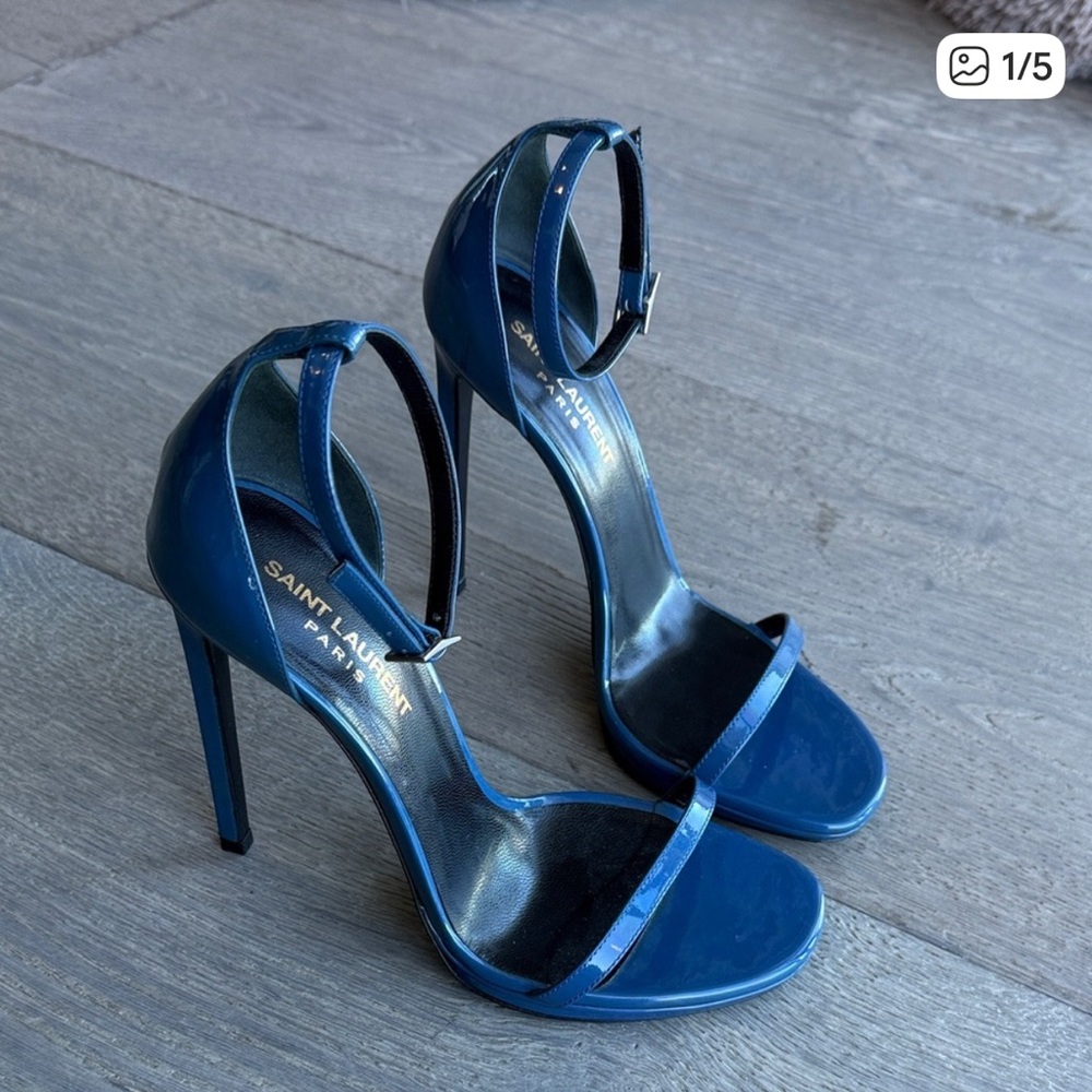 Saint Laurent Glossy Blue Heels